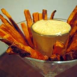 sweet-potato-fries-with-curried-mayonnaise-dip-bigoven image