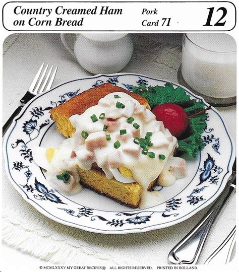 country-creamed-ham-on-corn-bread-vintage image