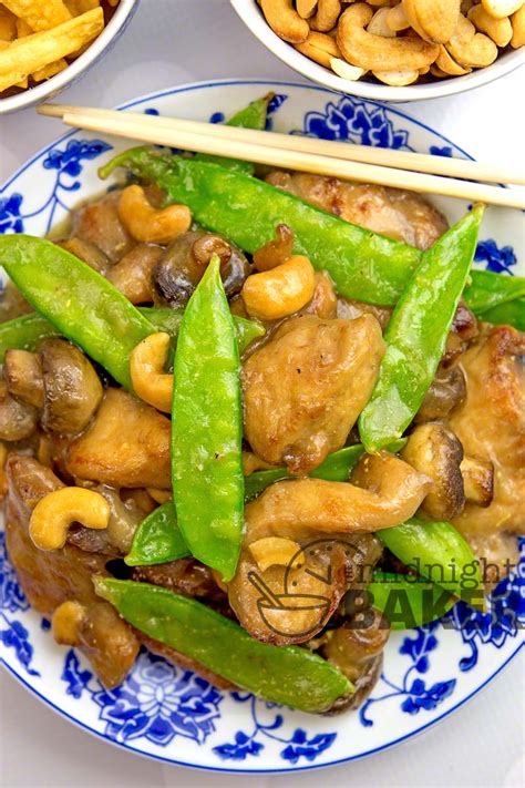 cashew-chicken-with-snow-peas-and-mushrooms-the image