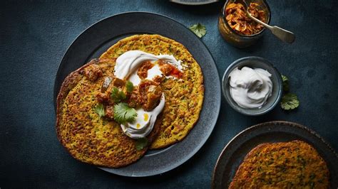 red-lentil-pancakes-recipe-bbc-food image