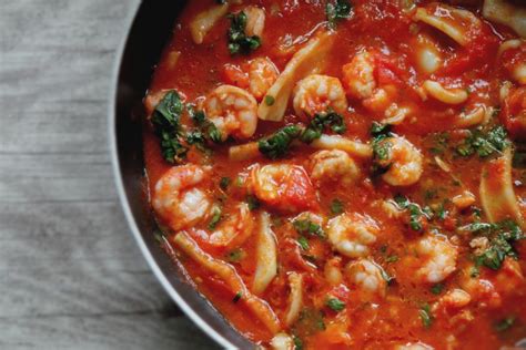 shrimp-and-calamari-in-garlicky-tomato-sauce image