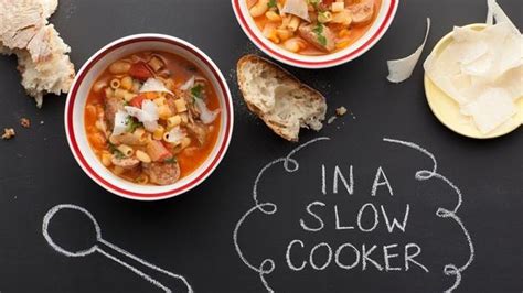 slow-cooker-sausage-bean-and-pasta-stew-food-network image