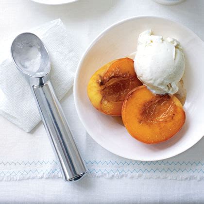 caramelized-peaches-with-ice-cream-recipe-myrecipes image