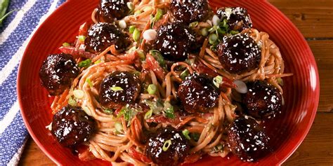 best-asian-glazed-meatballs-with-sesame-peanut image