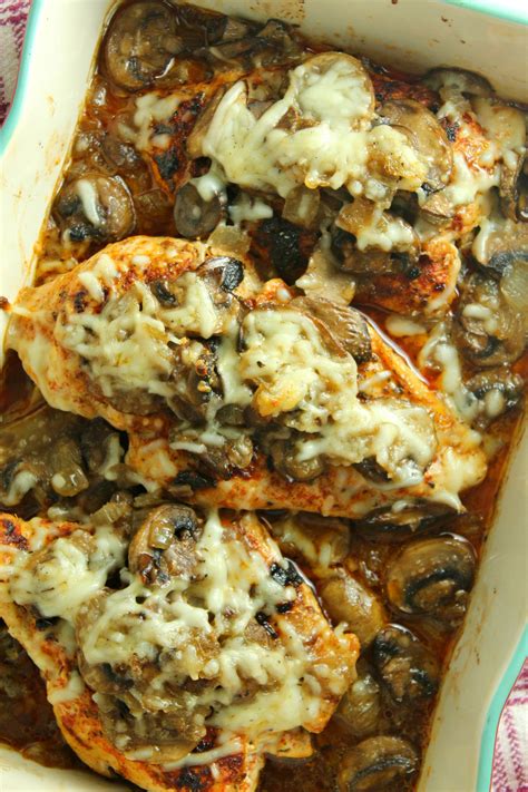 smothered-cheesy-baked-chicken-with-mushrooms image
