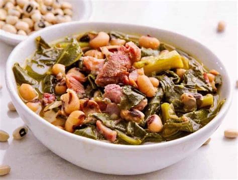 instant-pot-black-eyed-peas-with-ham-and-greens image