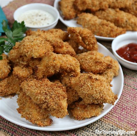 healthy-baked-crispy-chicken-tenders-or-nuggets image