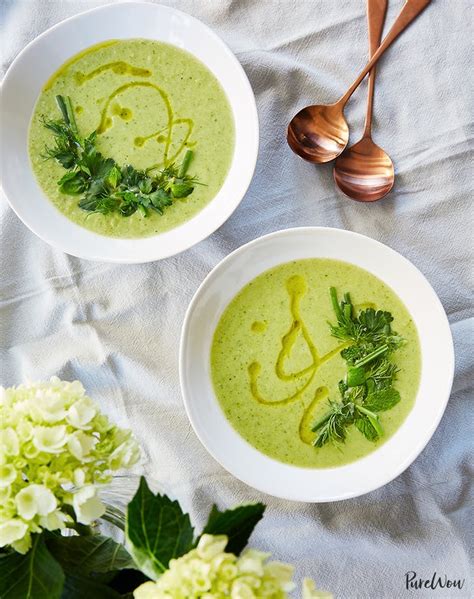 spring-pea-soup-with-mint-recipe-purewow image