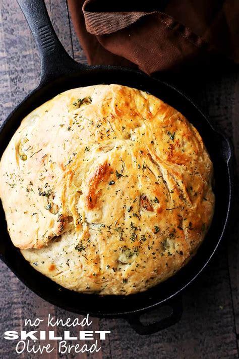 no-knead-skillet-olive-bread-diethood image