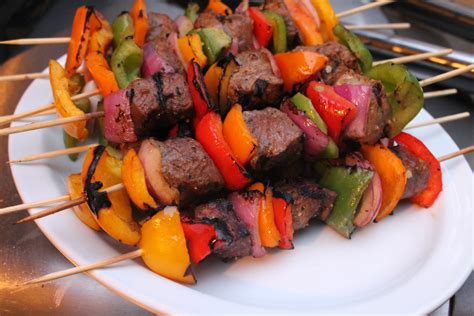 grilled-sirloin-steak-onion-and-sweet-pepper-kabobs image