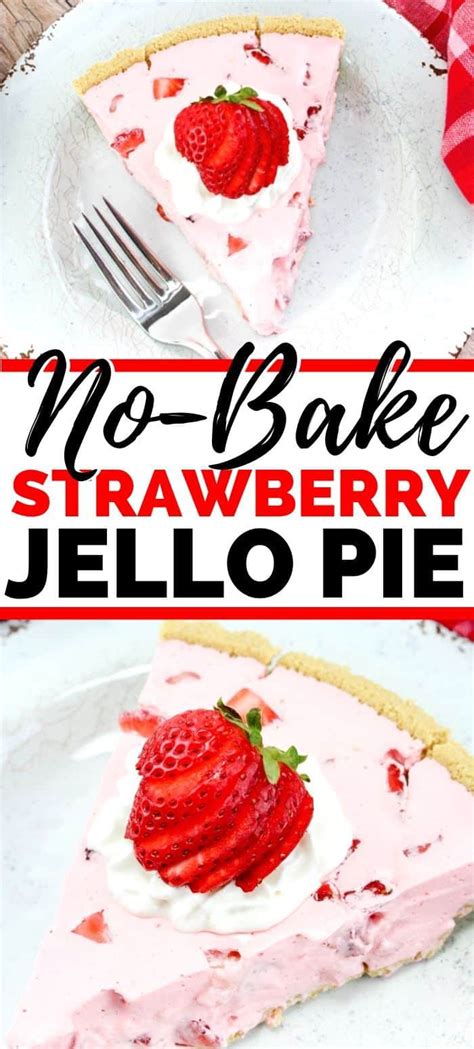 no-bake-strawberry-jello-pie-recipe-super-easy image