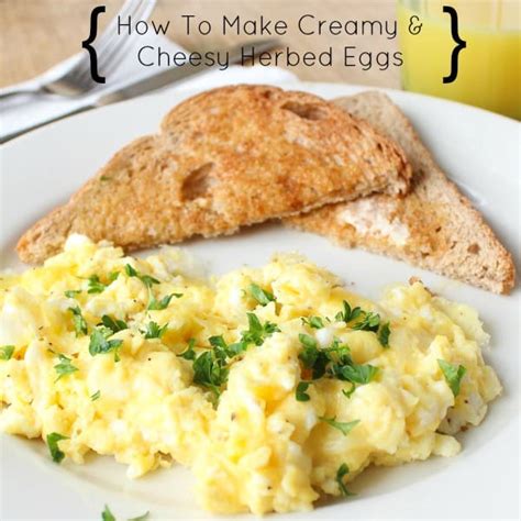 how-to-make-creamy-cheesy-herbed-scrambled-eggs image