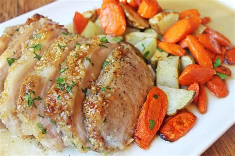 brown-sugar-garlic-pork-with-carrots-potatoes-dinner image