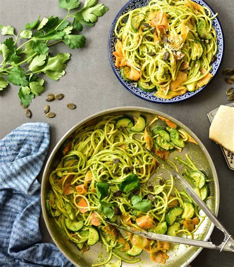 parsley-pesto-pasta-with-zucchini-and-carrots image