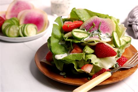 summer-strawberry-salad-with-buttermilk-herb-dressing image