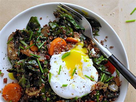 red-quinoa-bowl-with-swiss-chard-poached-egg image