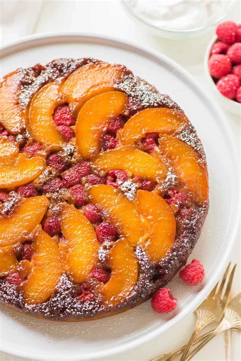 peach-upside-down-cake-healthy-easy-wellplatedcom image