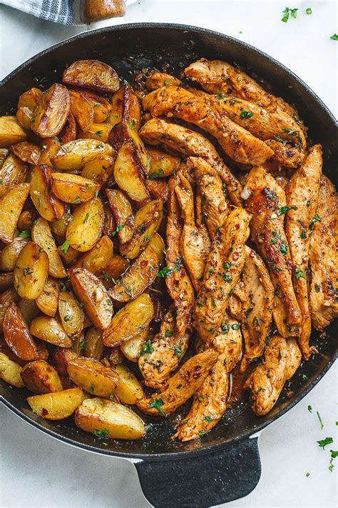 garlic-butter-chicken-and-potatoes-recipe-eatwell101 image
