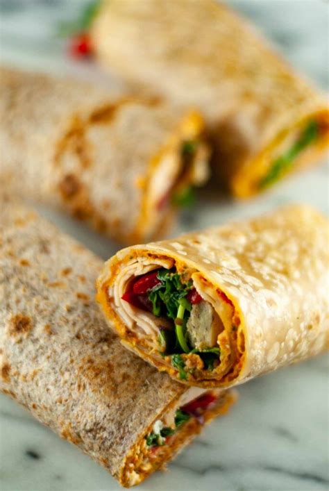 easy-5-minute-hummus-turkey-and-veggie-wraps image
