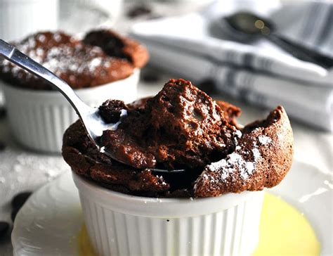 chocolate-souffl-with-crme-anglaise-of-batter-and-dough image