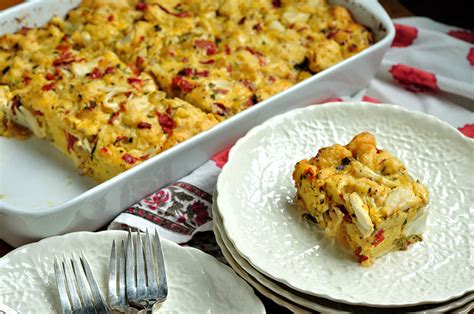 crab-and-roasted-red-pepper-strata-with-gruyere image