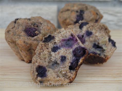 fat-free-vegan-whole-wheat-banana-blueberry-muffins image