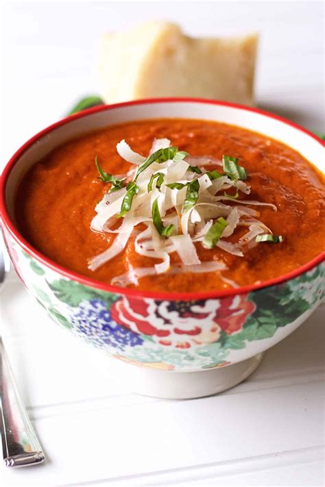 easy-creamy-tomato-soup-with-basil-savoring-the image