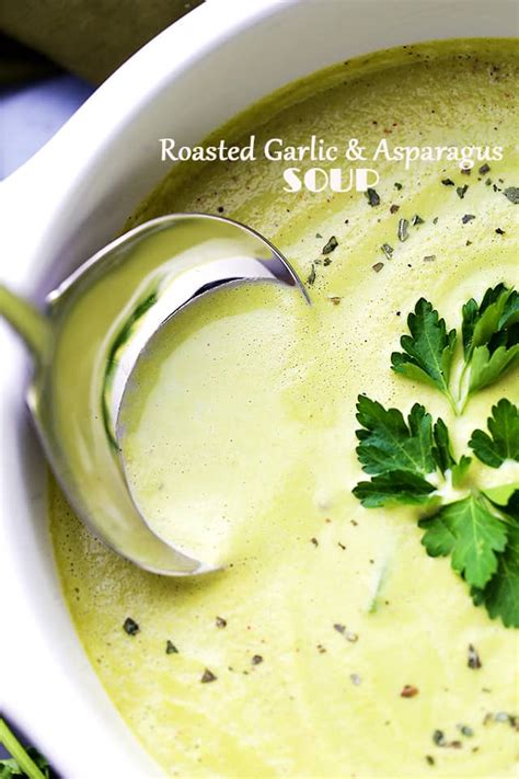 creamy-roasted-garlic-and-asparagus-soup-diethood image