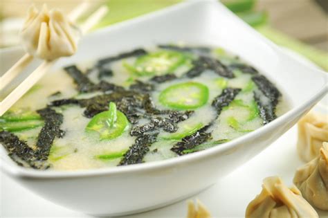 spicy-miso-soup-with-shiitake-tofu-wontons image