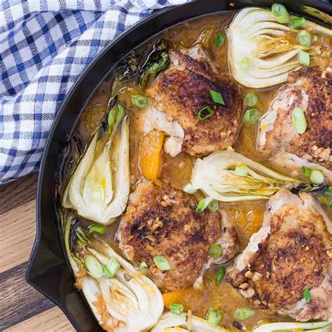 orange-chicken-thighs-with-bok-choy-one-pan image