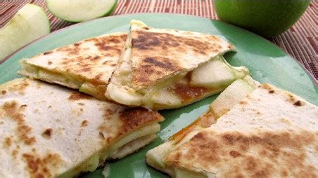 apple-and-brie-quesadillas-with-mango-chutney image