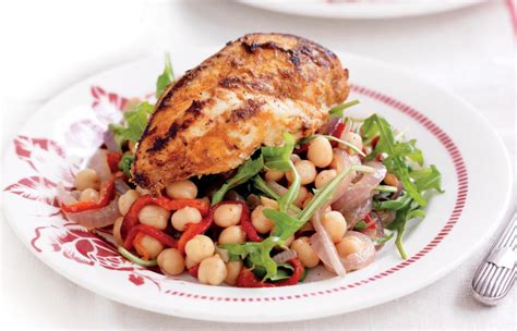 spanish-chicken-with-chickpea-salad-healthy-food image