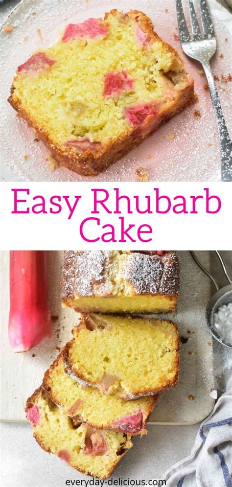 easy-rhubarb-cake-quick-and-easy-everyday-delicious image