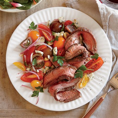 seared-steak-with-tomato-and-blue-cheese-salad image