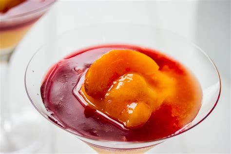 frozen-peach-bellini-recipe-with-homemade-raspberry-liqueur image