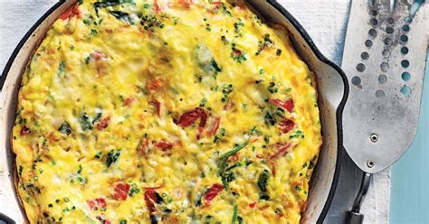 frittata-with-ricotta-roasted-red-peppers-baby-spinach image