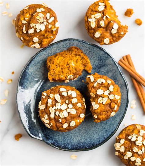 healthy-pumpkin-muffins-with-oatmeal-wellplatedcom image