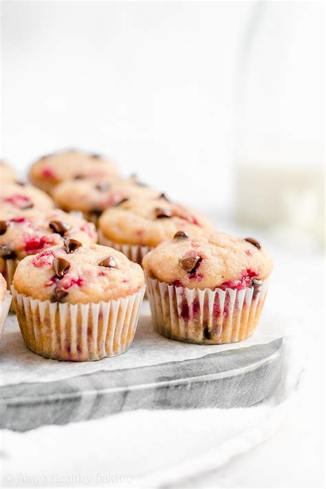 healthy-raspberry-chocolate-chip-mini-muffins image