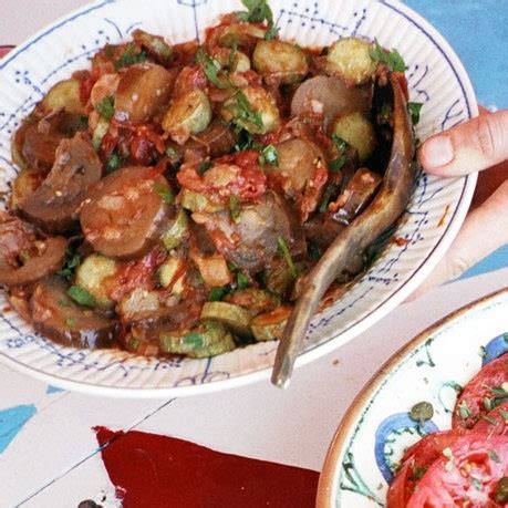 eggplant-and-zucchini-in-tomato-garlic-sauce-bon-apptit image