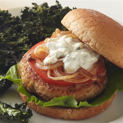 blue-cheese-chicken-burger-recipe-eatingwell image