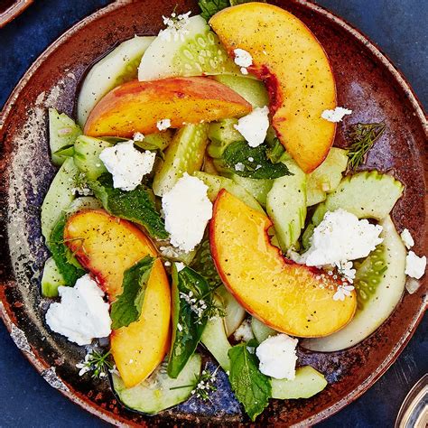 cucumber-and-peach-salad-with-herbs-recipe-bon-apptit image