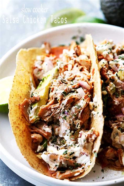 slow-cooker-salsa-chicken-tacos-recipe-diethood image