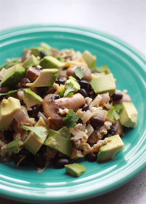 black-bean-mushroom-and-avocado-breakfast-scramble image