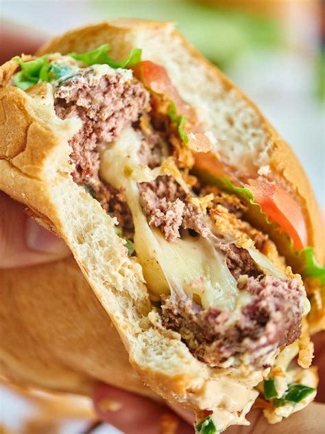 pepper-jack-stuffed-burger-with-jalapeno-cream-sauce image