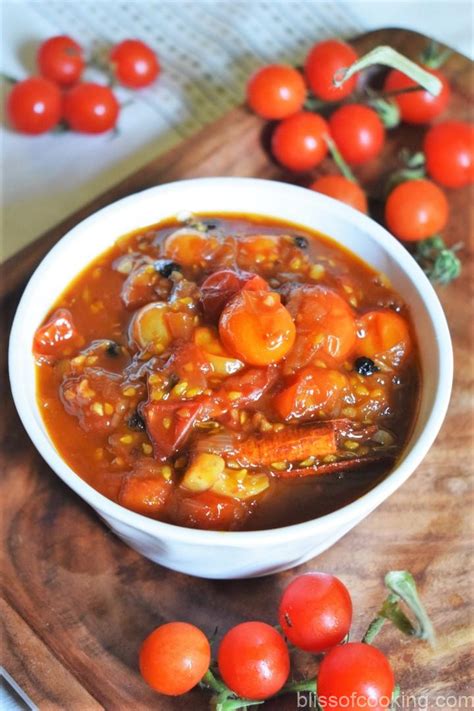 spicy-cherry-tomato-relish-chutney-bliss-of-cooking image