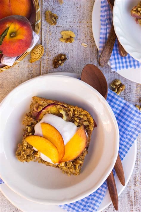 ginger-peach-oatmeal-bake-with-whipped-coconut image