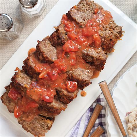 meat-loaf-with-tomato-gravy-paula-deen-magazine image