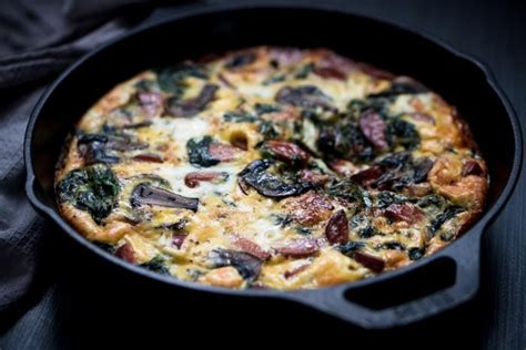 smoked-sausage-frittata-recipe-with-spinach image