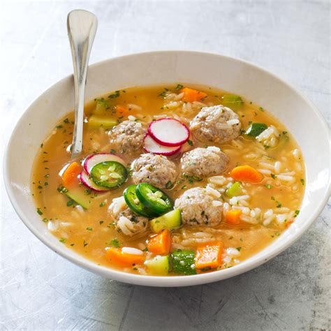 meatball-soup-with-rice-and-cilantro-the-best image