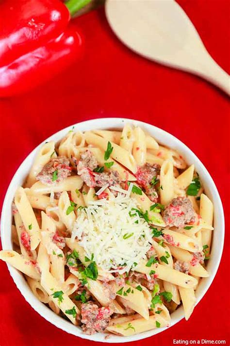 roasted-red-pepper-italian-sausage-pasta image